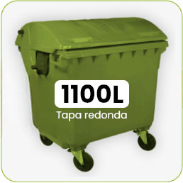 Contenedor de 4 ruedas de 1100L Tapa redonda